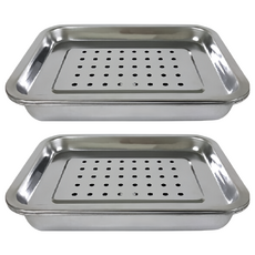 橘之屋 ST雙層小茶盤, 多孔設計瀝水, 亦可當托盤使用, 27x20x4.8cm, 2個, 單色