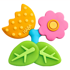 HABA 寶寶抓握固齒玩具 食用級矽膠 適合寶寶抓握 德國設計, 玩具1個, 花與葉款, 1個