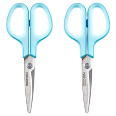 PLUS 普樂士 30度弧線抗菌剪刀, 舒適握柄，減輕手指負擔，圓形刀尖，安全, 藍色, 2支