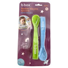 b.box 矽膠軟湯匙兩入組, 適用年齡六個月以上, 藍色 + 綠色, 1組