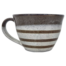 日本 美濃燒 馬克杯 約10.2xH7.2cm 250ml, 條紋 棕色, 1個