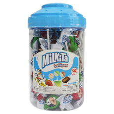 MiLKiTa 綜合桶裝牛奶棒棒糖, 450g, 1桶