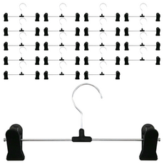 JT 褲裙衣架 帶夾子, 黑色, 20個