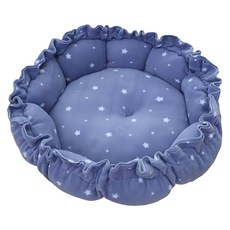 南瓜窩 牛仔藍小星 寵物舒適窩 柔軟短毛絨 保暖寵物床, S, 1號, 1個
