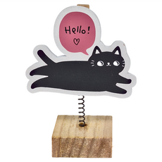 JOY STAR O Cat 桌上裝飾memo夾, 貓造型留言夾, 58 x 82 x 32 mm, 黑貓, 2個