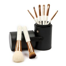 Galatea 葛拉蒂 金顏短柄系列 8支裝頂級彩妝刷具組, 動物毛手工製, 刷毛彈性佳, 上妝顯色, 圓頭直木厚實好握, 黑色, 1組