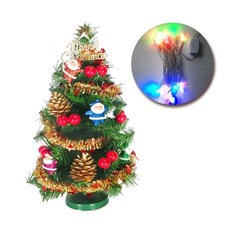 摩達客 耶誕 台製迷你1尺(30cm)裝飾綠色聖誕樹 (聖誕老人紅果系)(免組裝)