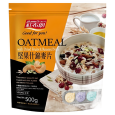 HomeBrown 紅布朗 堅果什錦麥片 芬蘭燕麥片和黑麥片 無添加防腐劑、人工香料、色素, 500g, 1包