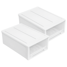 收納部屋 透明抽屜收納盒5L 27 x 18 x 9.5cm 白色 可堆疊收納 居家整理好幫手, 2個