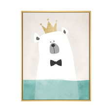 泡水的白熊 皇冠領結裝飾畫, 木色