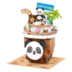 lozloz 熊貓雪頂奶茶積木-380pcs loz8811, 1入, 棕色