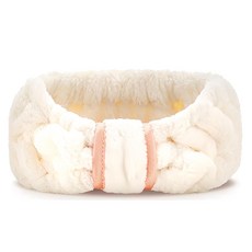 AHOYE 玫瑰金扣束洗臉髮帶 米白色 柔軟親膚, 1個