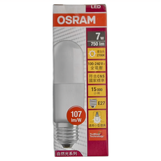 OSRAM 歐司朗 小精靈 LED燈泡 7W 2700K, 黃光, 1個