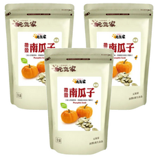 元氣家 茶香帶殼南瓜子, 低溫烘培, 無調味, 粒粒飽滿, 精選特大南瓜子, 200g, 3包