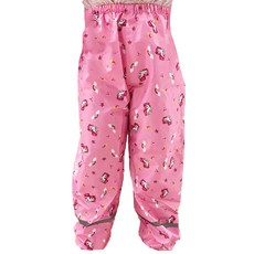 愛北鼻 兒童款透氣防水雨褲滿印粉獨角獸 兒童雨天必備 安全反光條設計, 滿印粉獨角獸, XXL(130~145cm), 1件