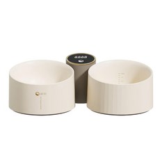 VOOCOO 蔚刻 Libra 小天秤寵物秤重雙碗套裝, 觸摸交互大屏設計, 三種單位切換, 1克精準稱重, 食品級ABS材質, 1組, 米色