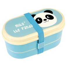 Rex LONDON 餐具 + 雙層兒童便當盒, 1個, 熊貓