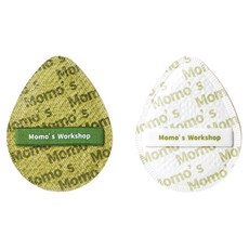 MoMo's Workshop 毛吉吉 棉花糖氣墊粉撲2件組 夏日丹寧款 淺綠色 附收納盒, 1組