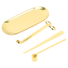 香氛蠟燭工具套裝 四件套 (橢圓形托盤), 金色, 1組