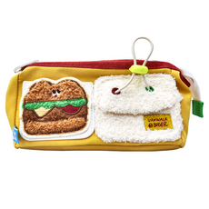 可愛個性小熊食物造型收納袋 K399, 漢堡黃, 1個