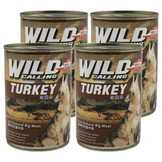 WILD CALLING 全齡犬 火雞肉罐頭, 100%天然大肉塊, 蒸煮製成, 少油健康, 無添加防腐劑、人工色素, 火雞肉, 415g, 4罐