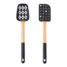 MEYER 美亞 迪士尼經典黑白系列 矽膠刮鏟2件組, 耐熱200°C, 木頭手柄, 黑色 + 白色, 1組