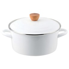 PEARL LIFE 珍珠金屬 22cm白色琺瑯鍋(IH適用)PLEASURE WHITE HB-5313, 1入