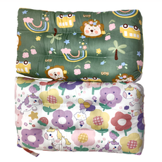 純棉可水洗安撫兒童荳荳枕頭 Set, 43 x 28 x 6cm, 花朵獨角獸 + 獅子咘咘車