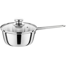 QUEEN SENSE 單柄湯鍋 16公分 不鏽鋼強化玻璃, 16cm, 不鏽鋼色, 1個