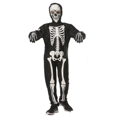 萬聖節表演服 附頭套 附襪子 附手套, 夜光骷髏, 1件