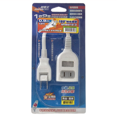 SUPERCELL 超電王 1開2插 2P延長線 180°轉向插頭 耐燃防火材質, 0.9m, SNB212-3, 1個