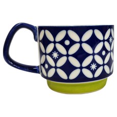 日式田園風咖啡杯 300ml 陶瓷, 藍色, 1個