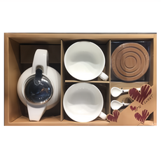 TATUNG 大同磁器, 1組, 茶壺 + 杯子 2個 + 湯匙 2個 + 杯墊 2個, 混合色