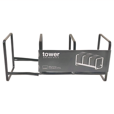 Yamazaki 山崎 tower日系框型盤架三連型 S 直立設計 節省空間 適用於直徑15至20公分的盤子, 黑色, 1個