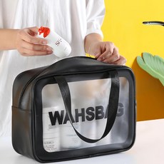 WAHSBAG 透明防水收納包 2件組 PVC材質, 31 x 12 x 22cm, 黑色