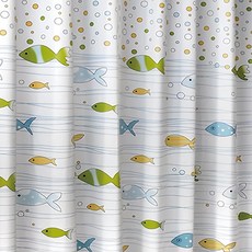 時尚防水浴簾, 小魚 白色, 1個