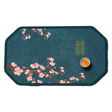 iSFun 餐廚配件 中式禪意吸水珪藻土廚房茶几桌墊, 50 x 30cm, 1個, 藏青色