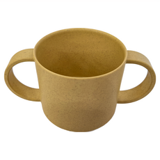 tak. 熊先生抗菌雙耳杯 (淡黃), 尺寸: 7.2x6.3x12.8cm, 耐熱溫度: -40~140度, 淨重: 61g, 材質: 竹粉、樹脂PP, 1個