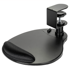 aidata 金屬桌夾可旋式滑鼠平台 附護腕墊 黑色/白色, 1個