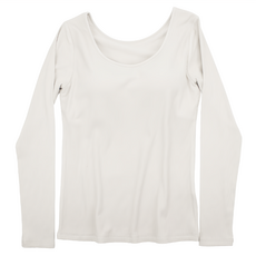 BRA 深U帶胸墊保暖打底長袖T恤 - 無鋼圈設計 罩杯一體式 內裡磨毛親膚, 2XL, 白色