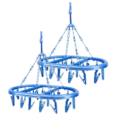 京都橢圓曬架 曬衣夾 晾衣夾 -20夾 藍色 1入, 2個