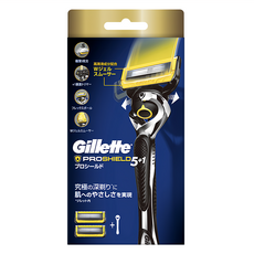 Gillette 吉列 Proshield鋒護系列 刮鬍刀組，雙重護盾科技，雙潤滑條，旋轉刀頭，吉列史上最薄5刀片, 刀架 + 刀頭 2個, 1盒