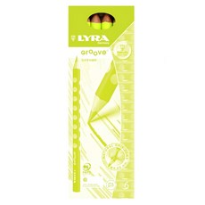 LYRA Groove三角洞洞鉛筆螢光黃, 螢光黃, 6支