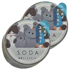 KING JIM HITOTOKI SODA 透明PET卷狀膠帶 單張貼紙款 30mm寬, 滾滾, 2盒