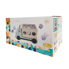 TEAMSON 小小神童幼兒益智貨卡玩具組, 木製拼圖卡車，15件，3歲以上, 1盒, 混合顏色