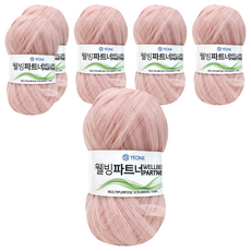 YEONIL Knitt Wellbeing Partner 菜瓜布編織線 60克 淺粉色, 6捲