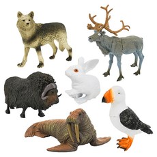 MaoFeng 仿真極地動物模型6件組 北極鳥海鸚版 大隻, 1組