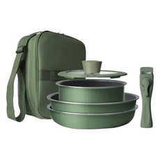 仙德曼 Daikin露營鍋具組 24cm不沾鍋系列, 附方形收納袋, 1組, 綠色