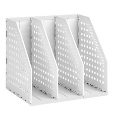 得力 開放式三段折疊雜誌箱, 3mm厚實PP材質, 圓角設計, 安全不刮手, 堅固耐用, 淺灰色, 1個