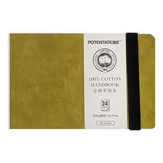 遵爵 全棉手帳本 24張 300g細紋 Hot Press 9x14cm, 綠色, 1本